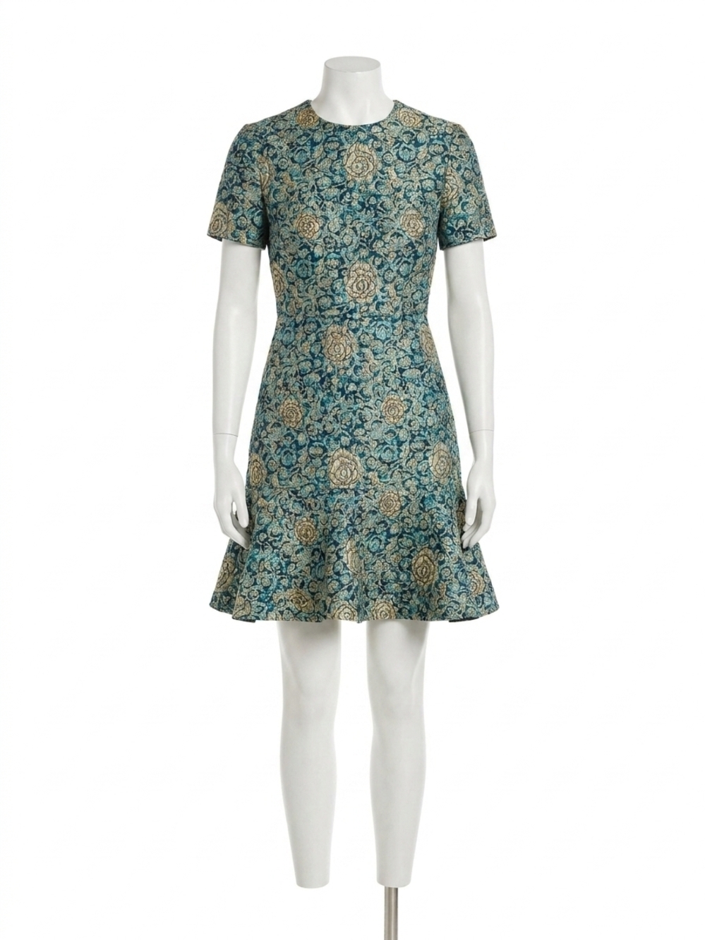 NEW SALONI callaina rose brocade min dress in green